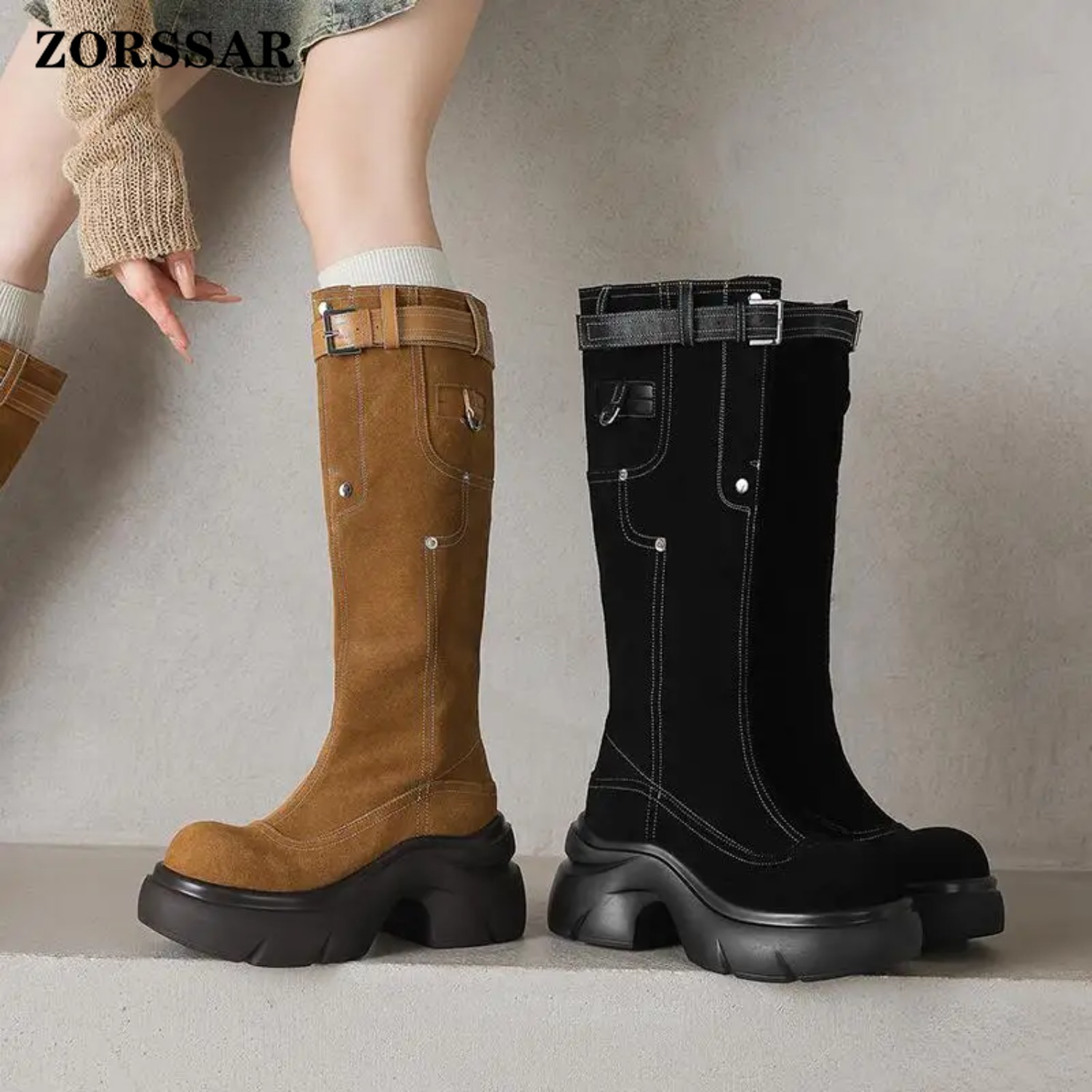 Riding Boot Short - ZORSSAR Cow Suede Nubuck Round Toe