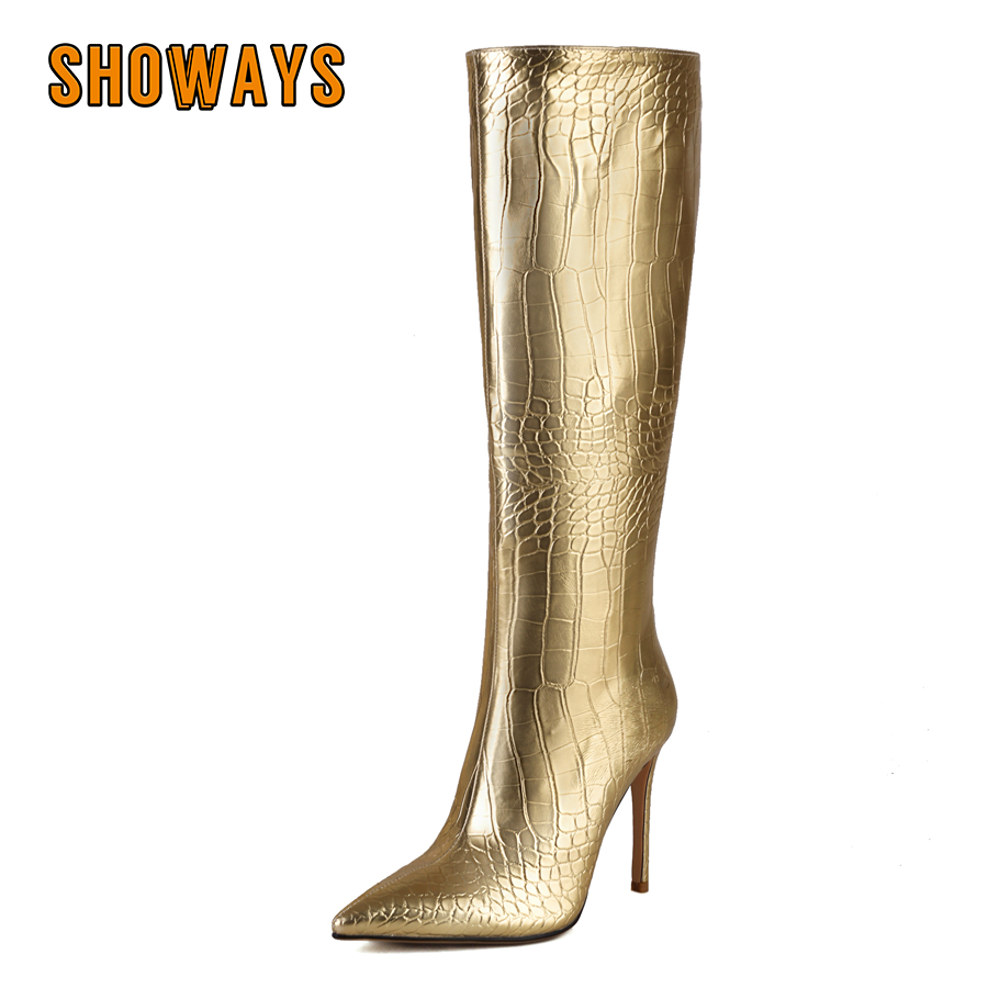 Shiny Silver Gold Women Knee H - Riding Boot Short review and price